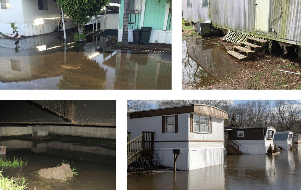 Water under mobile houses